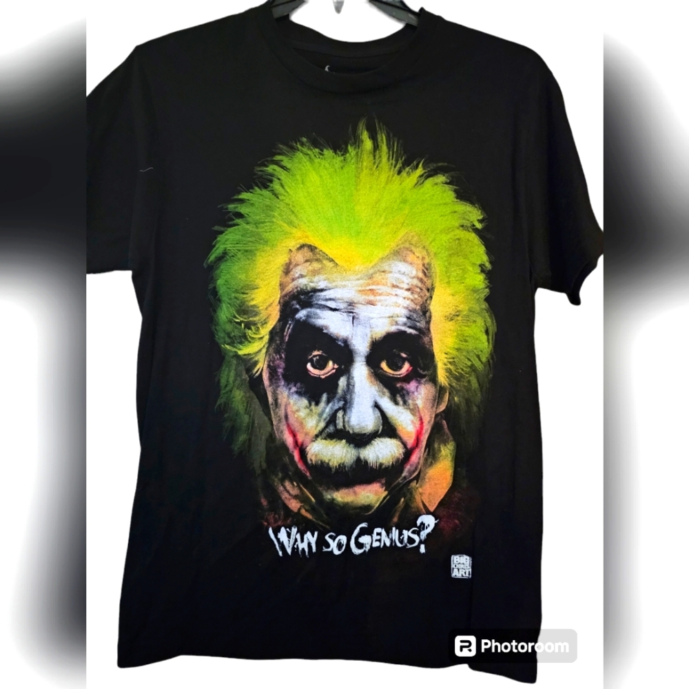 Get Down Art GDA Mens Albert Einstein Why So Genius? Joker Shirt